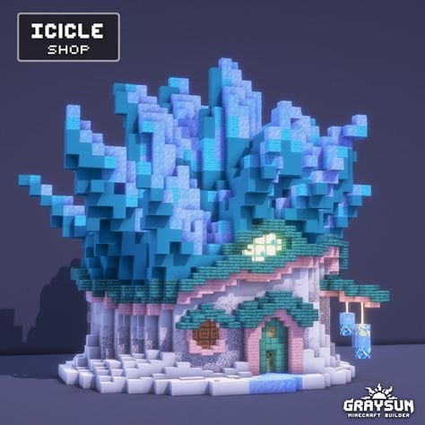 A Fantasy Icicle shop for Minecraft.

Download my builds on Patreon. Ocean Base Minecraft, Minecraft Structures Ideas, Blue Minecraft Builds, Minecraft Mermaid House, Minecraft Prismarine Builds, Minecraft Realm Ideas, Minecraft Ice Builds, Minecraft Ocean Builds, Minecraft Snow Builds