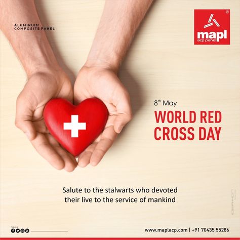 Salutations to the frontline medical professionals who are battling to save lives on the occasion of World Red Cross Day #Mapl #MaplAcpPanel #AluminiumCompositePanel #ACP World Red Cross Day Poster, Red Cross Day, World Red Cross Day, Red Cross, Medical Professionals, University, Medical, Red, Quick Saves