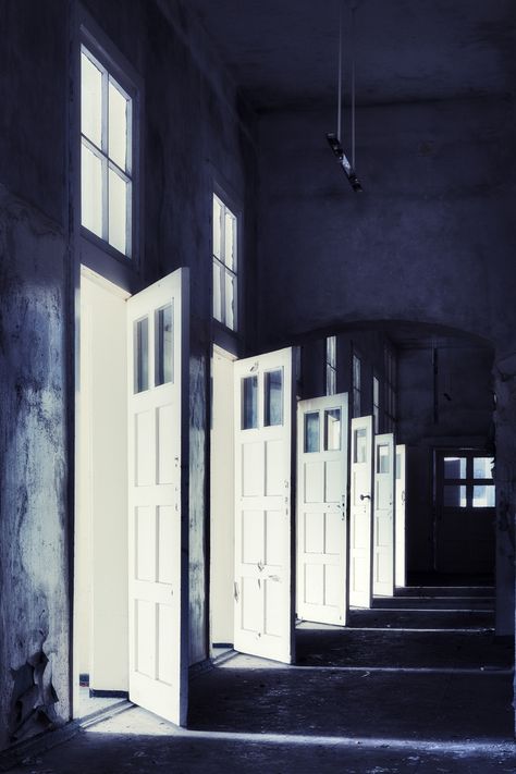 Ralph Graf. Vacancy: Documenting the emptiness of abandoned houses and military bases | Creative Boom Navy Palette, Empty Room, Military Base, Doors And Windows, Door Installation, Abandoned Houses, World Of Color, Light Photography, Light And Shadow