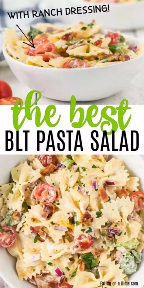 BLT Pasta Salad is always a crowd pleaser. There is something about that creamy ranch dressing combined with the bacon and veggies that make this delicious. Blt Pasta Salad Recipe, Best Blt, Simple Baked Beans Recipe, Blt Pasta Salad, Bacon Lettuce Tomato, Bacon Ranch Pasta Salad, Blt Pasta, Blt Salad, Blt Pasta Salads