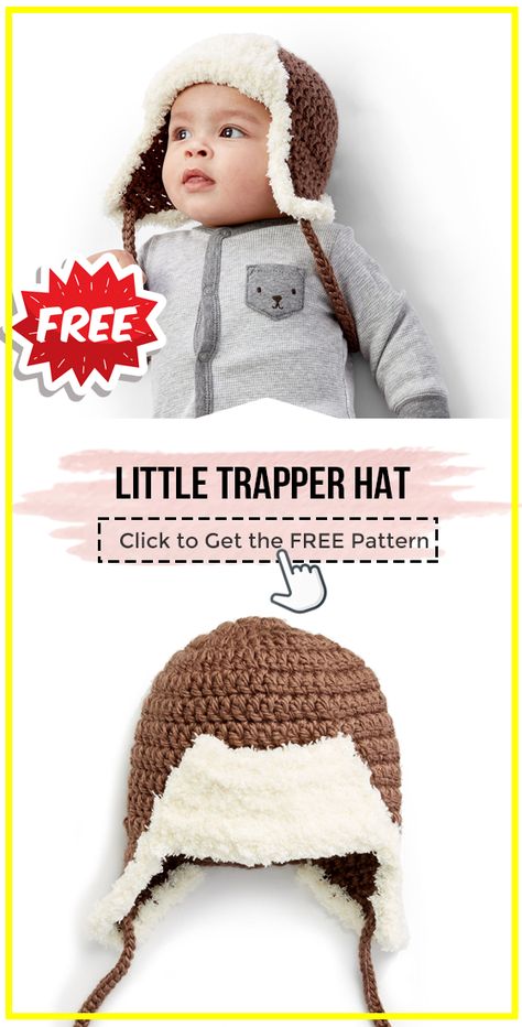 Crochet Boy Hats Free Pattern, Crochet Trapper Hat Pattern Free, Crochet Baby Boy Hat Free Pattern, Crochet Hats Kids, Crochet Trapper Hat, Trapper Hat Crochet, Kids Crochet Hats Free Pattern, Crochet Boys Hat, Toddler Crochet Hat