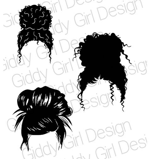 Curly Hair Bun Drawing, Curly Bun Drawing, Curly Hair Tattoo Design, Curly Hair Tattoo, Messy Bun Drawing, Bun Curly Hair, Curly Aesthetic, Messy Bun Curly Hair, Drawing Tricks