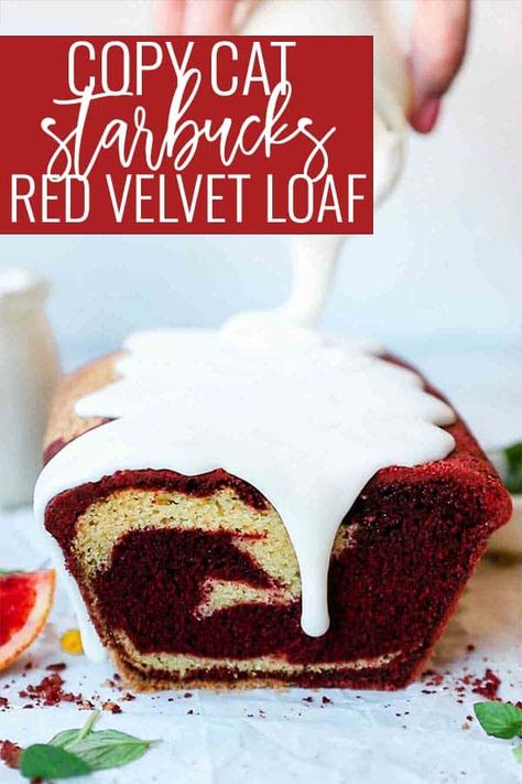 Red Velvet Marble Loaf Cake, Starbucks Loaf Cake Recipes, Red Velvet Coffee Cake, Red Velvet Loaf Cake Recipe, Starbucks Bread Recipes, Red Velvet Loaf Cake Starbucks, Starbucks Red Velvet Loaf Cake Recipe, Red Velvet Cake Loaf, Red Velvet Bread Loaf