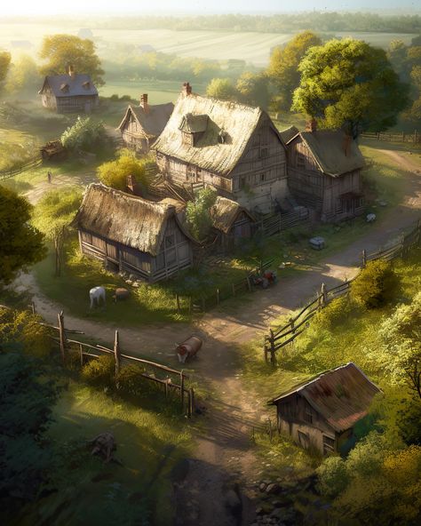 Fantasy Setting Village, Medieval Dynasty, Dragon Age Rpg, Farm Village, Fantasy Village, My Fantasy World, Fantasy City, Fantasy Places, Minecraft Ideas