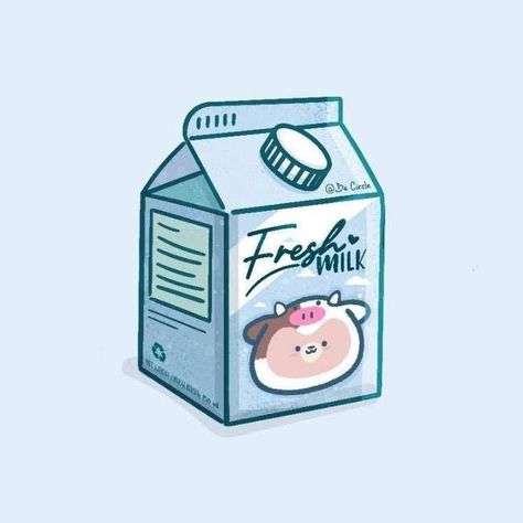 Cute Milk Drawing, Milk Cartoon Cute, Milk Drawing, Milk Cartoon, Simple Draw, Milk Art, Cute Milk, Blue Drawings, Milk Box