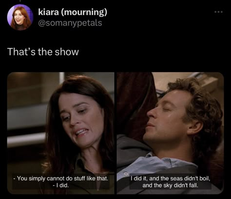 Patrick Jane Quotes, The Mentalist Funny, The Mentalist Quotes, Jane And Lisbon, Jisbon Mentalist, I Love Simon, Bert And Ernie, It Couple, Detective Shows