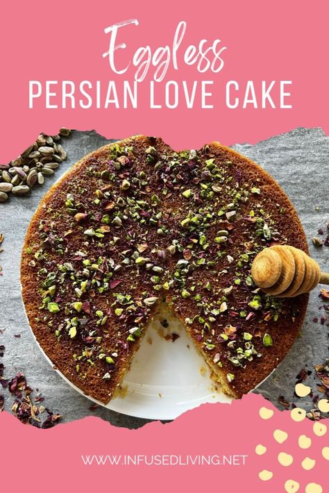 Eggless Persian Love Cake Rose Water Cake, Persian Cake, Confectioners Sugar Glaze, Flavor Cakes, Semolina Recipes, Cake No Eggs, Semolina Recipe, Love Cake Recipe, Middle Eastern Bread