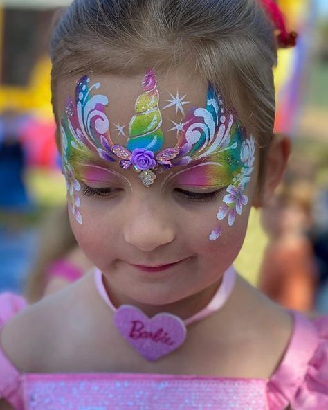 Rainbow Unicorn Face Paint, Remi Costume, Face Paint Unicorn, Girl Face Paint, Unicorn Face Paint, Easter Face Paint, Face Paint Party, Face Painting Unicorn, Fairy Face Paint