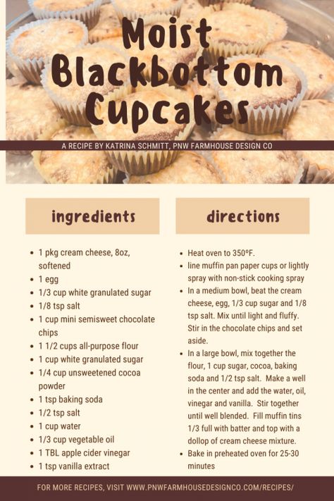 Black bottom Cupcakes After Dinner Snacks, Black Bottom Cupcakes, Study Snacks, Dinner Snacks, Filled Muffins, Black Bottom, Mini Chocolate Chips, Unsweetened Cocoa, No Bake Cookies