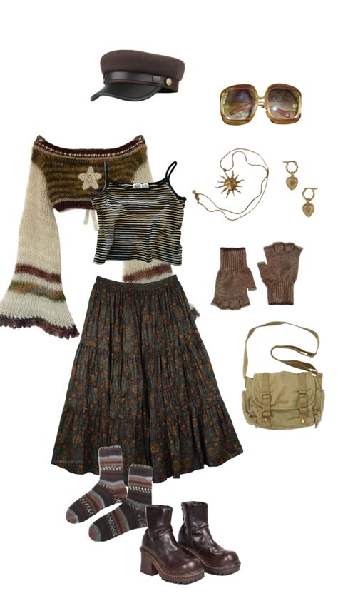 ee Dark Fairycore Clothes, Earth Outfit Aesthetic, Mushroomcore Outfits, Cavetown Concert Outfit, Earthy Style, 일본 패션, Earthy Outfits, Estilo Hippie, Mode Boho