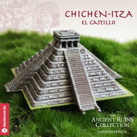 3D Printable Chichen Itza (Pyramid of Kukulkan / El Castillo) - Mexico by MiniWorld3D 7 Wonders Of The World, Chichen Itza Mexico, Feathered Serpent, Mayan Cities, 7 Wonders, 3d Printed Objects, Ancient Mayan, Tikal, 3d Printable