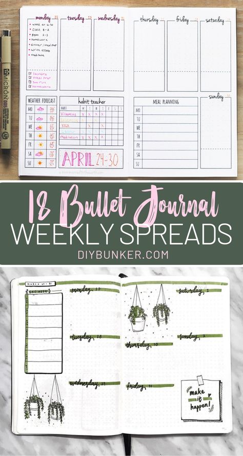 Bullet Journal Weekly Spread Layout, Bullet Journal Calendrier, Weekly Spread Ideas, Weekly Log, Journal Weekly Spread, Digital Bullet Journal, Bullet Journal Page, Bullet Journal 2020, Bullet Journal Weekly