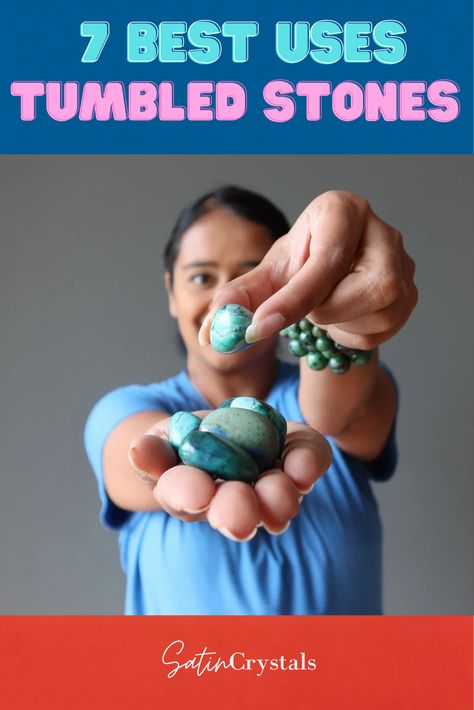 You are about to learn the 7 best ways to use tumbled stones. A tumbled crystal is almighty- its benefits have no limits so long as your imagination is open. Enrich your metaphysical energies by using tumbled gemstones to create mandalas, crystal grids, and chakra layouts. Grab these crystals to carry, make jewelry, decorate your garden, and share with others. What To Do With Tumbled Rocks, Tumbled Rock Jewelry, Tumbled Rocks Crafts, Rock Tumbling, Crystal Work, Gem Crafts, Crystal Grids, Rock Jewelry, Make Jewelry