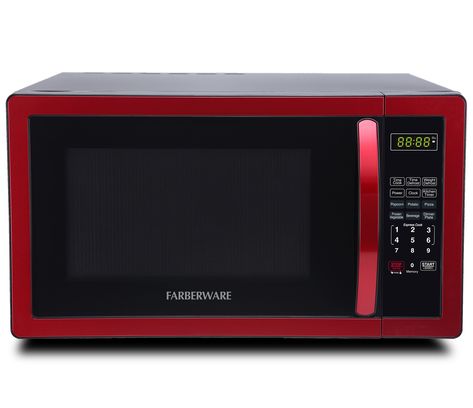 Free 2-day shipping. Buy Farberware Classic FMO11AHTBKN 1.1 Cu. Ft. 1000-Watt Microwave Oven, Metallic Red at Walmart.com Red Microwave, Compact Microwave, Countertop Microwave Oven, Potato Dinner, Countertop Microwave, Kitchen Timers, Cooking Appliances, Toaster Oven, Microwave Oven