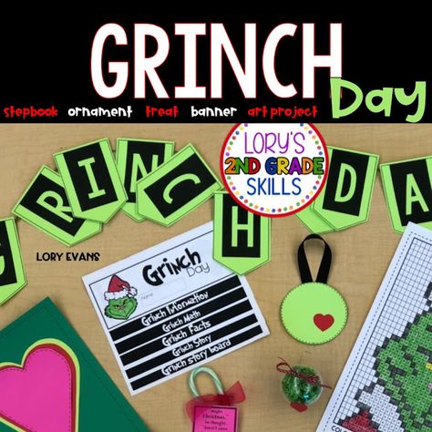 Grinch Day Grinch Day First Grade, Grinch Day 1st Grade, Grinch Day Classroom Transformation, Grinch Day Activities First Grade, Grinch Day Classroom, Grinch Literacy Activities, Grinch Classroom Transformation, Grinch Crafts For Kids Classroom, Grinch Day Kindergarten