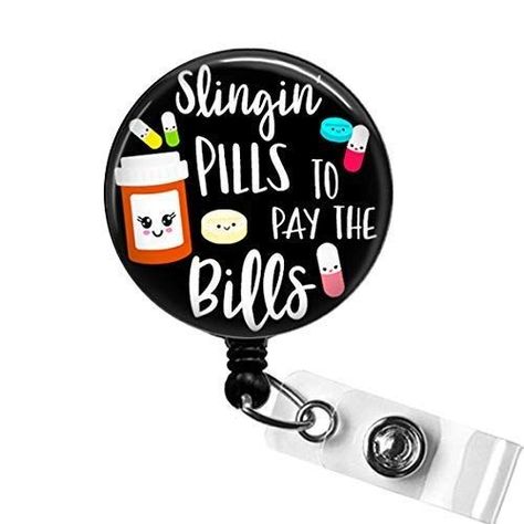 Badge Reel Ideas, Funny Pharmacy, Reel Ideas, Pharmacy Tech, Id Badge Reels, Nursing Graduation, Document Holder, Starting A New Job, Retractable Badge Reel