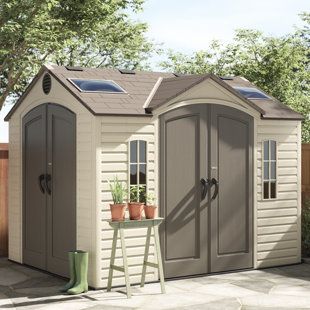 Lifetime Products, Livable Sheds, Plastic Shed, Shingled Roof, Plastic Storage Sheds, Decorative Shutters, Backyard Storage Sheds, Porch Life, Cheap Sheds