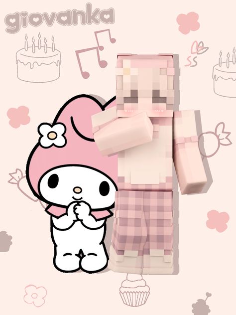 a kawaii 'sanrio my melody' minecraft skin with plaid pink pants by giovanka! <3 #Giovanka #Blonde #BrownEyes, #Pink #White #Pants #ShortSleeve #MyMelody #MinecraftSkin #Daisy #Sanrio #Kawaii #UwU Plaid Pink Skirt, Minecraft Skins Kawaii, Skin Mine, Minecraft Skins Aesthetic, Minecraft Girl Skins, Mc Skins, Skin Aesthetics, Cute Minecraft Houses, Kawaii Sanrio