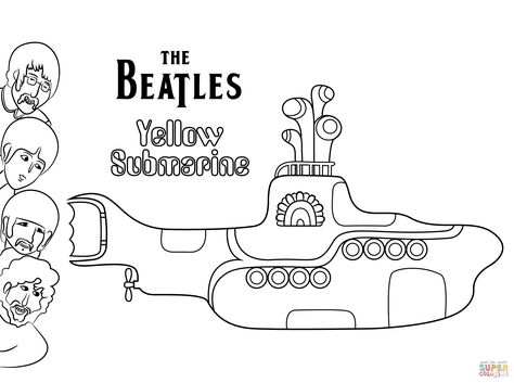 Dibujo de Disco Submarino Amarillo de Los Beatles para colorear ... Submarine Coloring Pages, Yellow Submarine Album, Submarine Drawing, Beatles Birthday Party, Yellow Submarine Art, Beatles Birthday, Beatles Party, The Beatles Yellow Submarine, Beatles Yellow Submarine