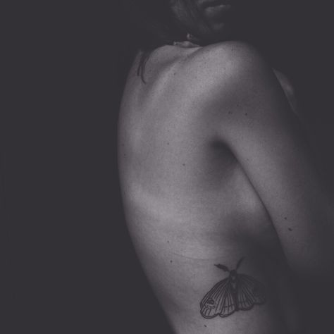 Simple moth tattoo // ribs placement // dot work Simple Moth Tattoo, Rib Tattoo Placements, Tattoo Ribs, New Beginning Tattoo, Side Tattoos Women, Small Tattoo Placement, Small Quote Tattoos, Moth Tattoo, Infinity Tattoos