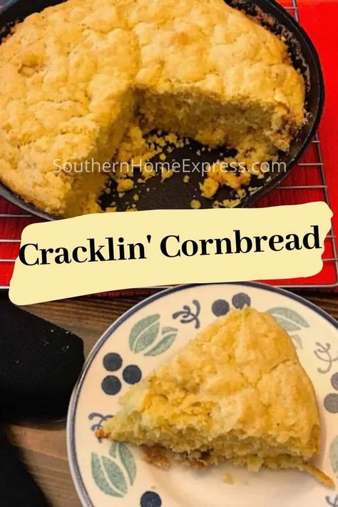 Crackling Cornbread, Cracklin Cornbread, Crackling Recipe, Southern Cornbread Recipe, Best Cornbread, Jiffy Cornbread Recipes, Southern Style Cornbread, Slow Cooker Ground Beef, Jiffy Mix