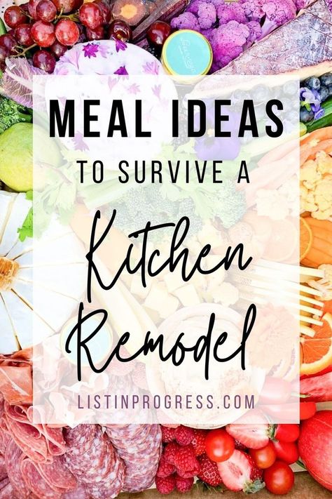 Survive your kitchen renovation with these tips on creating a temporary kitchen, bargaining with contractors for your sink, and meal ideas with no oven or stove! #kitchenreno #kitchenremodel #kitchenrenovation Cooking Without A Kitchen, Easy Meals Without A Kitchen, Recipes Without Stove Or Oven, Meals During Kitchen Remodel, No Stove Or Oven Meals, Temporary Kitchen During Remodel, Meals Without A Stove Or Oven, No Oven Meals, Dinner Tonight Easy