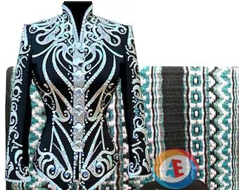 Buy Western Women New Design Showmanship Jacket With Matching Pad, Horse Riding Jacket Custom Rodeo Queen, Western Pleasure Show Shirt Online in India - Etsy Horse Riding Jackets, Showmanship Jacket, Western Show Clothes, Western Show Shirts, Show Jackets, Rodeo Queen, Western Pleasure, Riding Jacket, Western Women