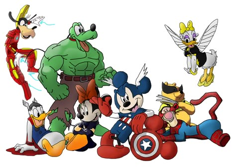 Disney Mashup, Disney Collage, Avengers Comics, Disney Crossovers, Famous Cartoons, Walt Disney Company, Disney Stars, Favorite Cartoon Character, Disney Favorites