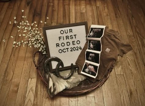 Preg Announcement Ideas, Pregnancy Announcement Country, Western Baby Announcement Ideas, Pregnancy Announcement Western, Country Gender Reveal Ideas, Cowboy Baby Announcement, Baby Announcements Ideas, Western Baby Announcement, Country Pregnancy Announcement