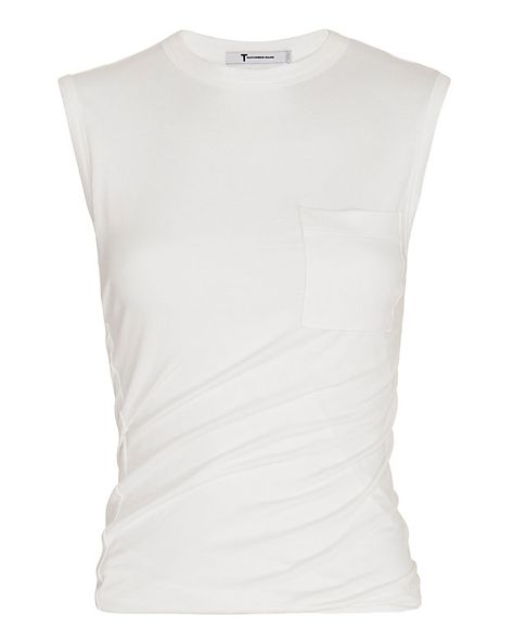 10 White T-Shirts for Those Days When You Just Can't Deal White Singlet, White Sleeveless Shirt, White Sleeveless Top, Sleeveless Shirts, Rayon Shirt, White Crewneck, Jersey Tank Top, White Crew Neck, White On White