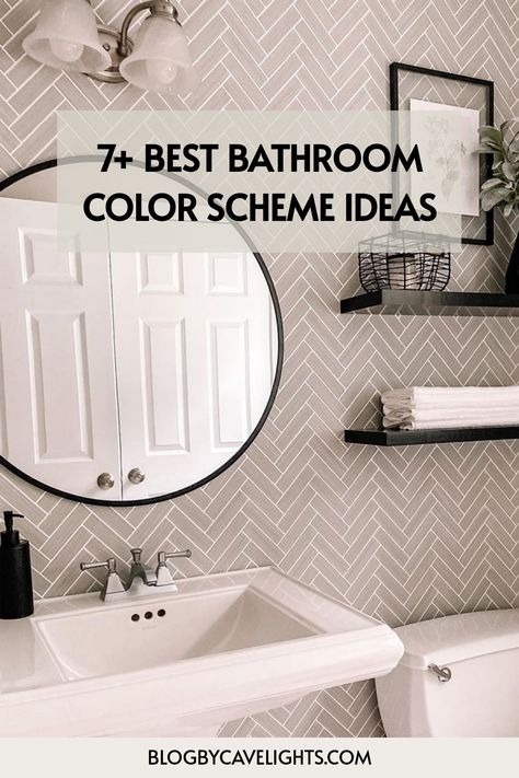 7 bathroom color scheme ideas Farmhouse Bathroom Paint Ideas, Bathroom Vanity Colors Paint, Gray White Bathroom Ideas, Master Bath Ideas Color Schemes, Color Schemes For Bathrooms, Bathroom Model Ideas, Bathroom Wall Colours, Bathroom Color Schemes Gray, Bathroom Neutral Colors