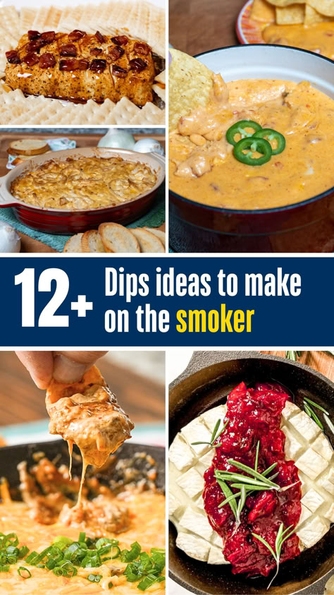 These dips are all easy to make on the smoker for that hit of smokey flavor. Smoked dips make for easy appetizers for parties or tailgates and are always crowd pleasers. Finger Foods On Smoker, Smoked Superbowl Food, Pellet Grill Dips, Tailgate Smoker Recipes, Smoked Party Dips, Smoked Chip Dip, Dips In The Smoker, Best Smoked Appetizers, Pellet Grill Appetizer Recipes