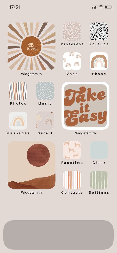 Phone Screen Widget Ideas, Wallpaper And Apps Ideas, Boho Phone Homescreen, Boho Widget Ideas, Ios 16 Wallpaper Boho, Cute Aesthetic Home Screen Layout, Boho Homescreen Ideas, Phone Screen Ideas Aesthetic, Boho Ios Homescreen