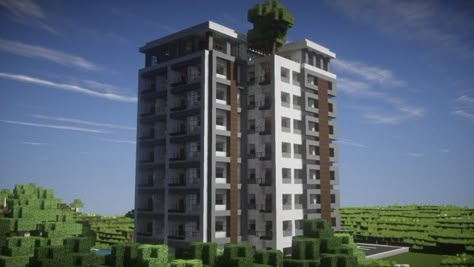 Modern High Rise Building, Minecraft Elevator, Minecraft Amazing Builds, Minecraft Park, Minecraft Skyscraper, Minecraft Japanese House, Modern Minecraft, Mc Ideas, Minecraft City Buildings