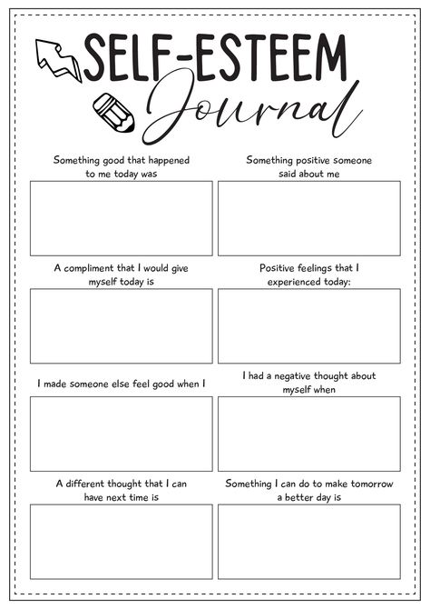 Self-Esteem Printable Activities Psychology Exercises, Cbt Techniques, Group Therapy Activities, Counseling Worksheets, Self Esteem Worksheets, Self Esteem Activities, Mental Health Activities, Social Emotional Activities, Social Emotional Learning Activities