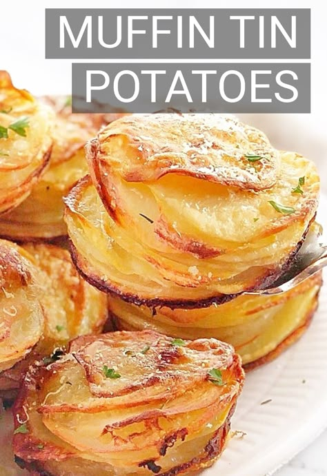 Cheesy Mini Potato Gratin Stacks (muffin Tin), Muffin Tin Scalloped Potatoes, Mini Scalloped Potatoes, Individual Scalloped Potatoes, Scalloped Potatoes In Muffin Tin, Cheesy Bacon Potato Stacks, Sliced Potatoes In Muffin Tin, Vegetable Stacks, Potato Stacks Muffin Tins