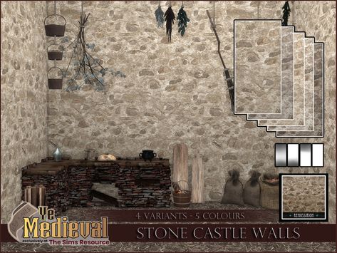 The Sims Resource - YeMedieval - Castle stone walls Sims House Build, Castle Stone, Sims 4 Historical Cc, Sims 4 Medieval, Sims 4 Historical, Sims 4 Royal, New Mods, Castle Wall, Sims 4 Downloads