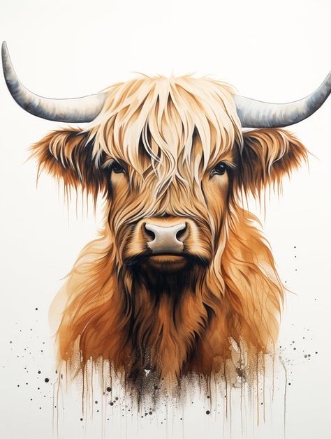 Scottish Highland Cow Wall Art, Bull Art Print, Farm Animal, Scottish Highland Cow Wall Decor | Digital Download | Printable by LunahMoonDesigns on Etsy Scottish Highland Cow Painting, Painting Of Highland Cow, Highland Cow Images, Highland Cow Pictures Decor, Scottish Highland Cow Art, Highland Cow Wall Decor, Highland Cow Printable, Highland Cow Photography, Highland Cow Tattoo