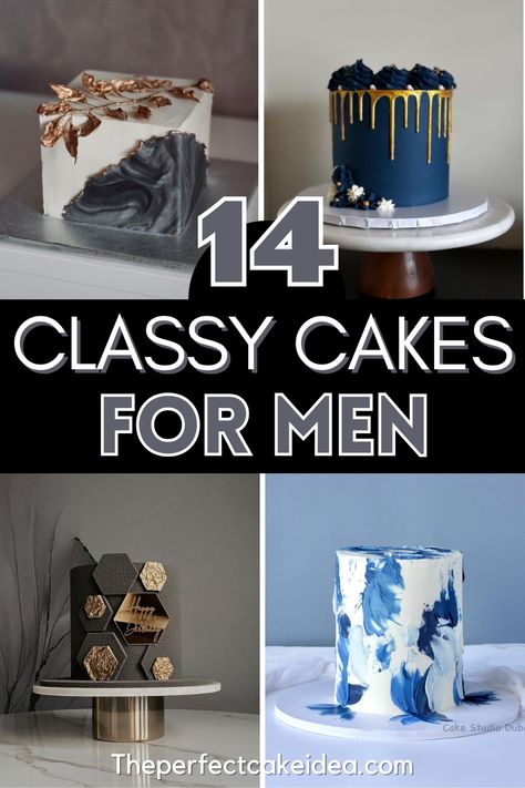 Here you'll find 14 classy cake ideas for men, perfect to celebrate your boyfriend's, your husband's or your father's birthday, with instructions on how to recreate them. Men's Birthday Cake Ideas, Men Cake Ideas, Men's Birthday Cake, Easy Cake Designs, James Bond Cake, Classy Cake, Cake Ideas For Men, Grooms Cake Ideas, Doodle Cake