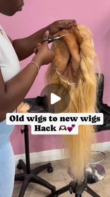 Afsisterwig store on Instagram: "Replace your old wig frontal to get a brand new wig💄 IG @pinkmafiastudios . Here we have what you want to know about wigs🤎 . #linkinbio 613 wigs site wide sale Click: https://bit.ly/3BNgoMQ . #explore #houstonhairstylist #oldwigrevamp #blondewig #frontalreplacement" Old Wig Hairstyles, Easy Wig Styles, Reinstall Old Lace Wig, Revamping Old Wig, Jon Renau Wigs, How To Dye A Wig, How To Revamp An Old Wig, Wig Restoration, Frontal Bob Wig Hairstyles