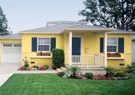 Beach House Exterior Colors, Yellow House Exterior, Exterior Paint Combinations, Yellow Exterior, Painting Shutters, Home Paint Color, Exterior House Colors Combinations, House Exterior Paint, House Paint Color Combination