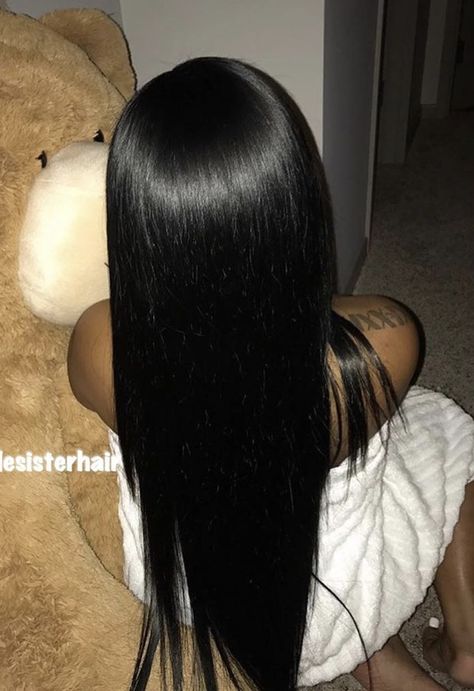 Straight Black Hair Aesthetic, Hey Black Hair, Pitch Black Hair, Black Hairstyles With Weave, Natural Hair Twist Out, Straight Black Hair, Jet Black Hair, Natural Hair Twists, Hair Laid