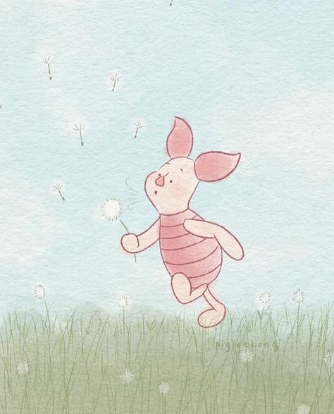 Cute Piglet Drawing, Piglet Aesthetic Winnie The Pooh, Piglet Aesthetic, Opal Painting, Piglet Watercolor, Classic Piglet, Piglet Drawing, Piglet Disney, Winnie The Pooh Drawing