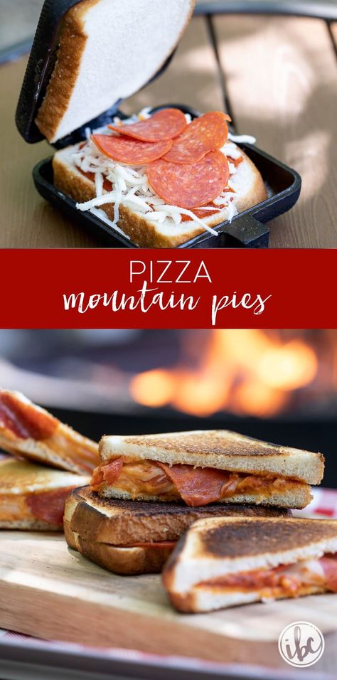 Homemade Pizza Mountain Pies #campfire #mountainpie #campfirepie #pizza #camping #pieiron #pizzapie #campfire Pizza Camping, Mountain Pie Recipes, Cast Iron Pie, Camping Pizza, Hobo Pies, Campfire Pies, Pudgy Pie, Campfire Pizza, Mountain Pies