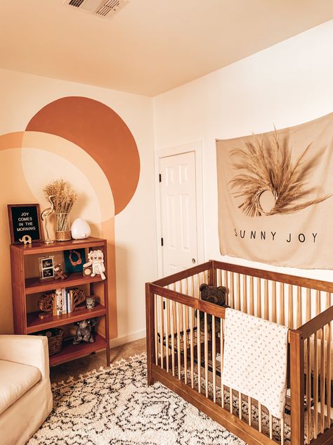 72AD613D-6F78-464B-881B-5F5A32EFB6FC Dark Wood Boho Nursery, Gender Neutral Boho Nursery, Grunge Nursery, Dessert Nursery, Baby Boy Boho Nursery, Magical Kids Room, Furniture Design Bedroom, Anthropologie Curtains, Pampas Grass Wreath