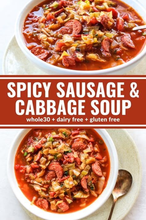 Sausage Cabbage Soup, Soup Sausage, Cabbage Soup Crockpot, Cabbage Soup Diet Plan, Soup Cabbage, Sausage Cabbage, Spicy Cabbage, Soup Spicy, Cabbage Soup Diet Recipe