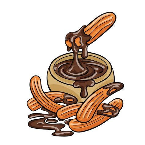 Churro Quotes, Churros Drawing, Churros Aesthetic, Pastries Drawing, Business Pitch Presentation, Barcelona Drawing, Food Colors Palette, Spanish Churros, Churros Con Chocolate