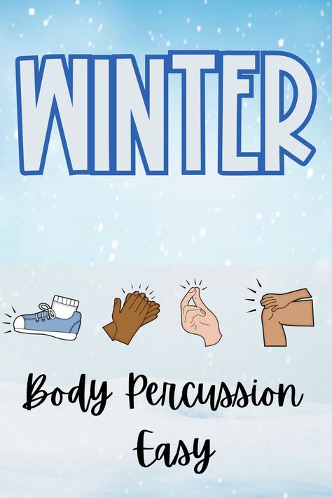 Winter steady beat body percussion video is ideal for kindergarten and first grade students to practice moving and keeping a steady beat! Students will stomp, clap, tap, and snap to the steady beat!! Winter Themed Pe Activities, Winter Concert Songs For Kindergarten, Body Percussion Activities, Percussion Problems, Winter Songs For Elementary Music, Elementary Music, Music Teacher, Music Classroom, Teaching Music