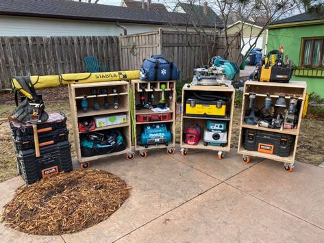 Tool Trailer Organization Ideas, Van Storage Ideas Tools, Diy Tool Cart, Tool Cart Ideas, Plywood Crafts, Mobile Tool Storage, Mobile Tool Cart, Warehouse Organization, Portable Tool Storage