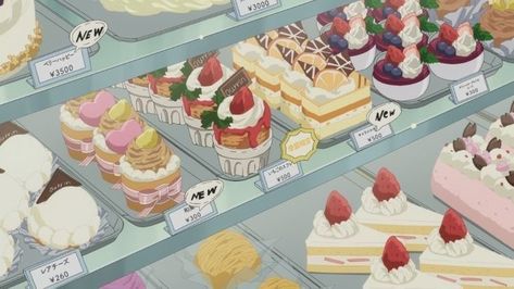 Anime Food Desserts, Anime Baking Aesthetic, Dessert Icon, Anime Bento, Cake Wallpaper, Korean Cafe, Anime Cake, 귀여운 음식 그림, Kawaii Cooking